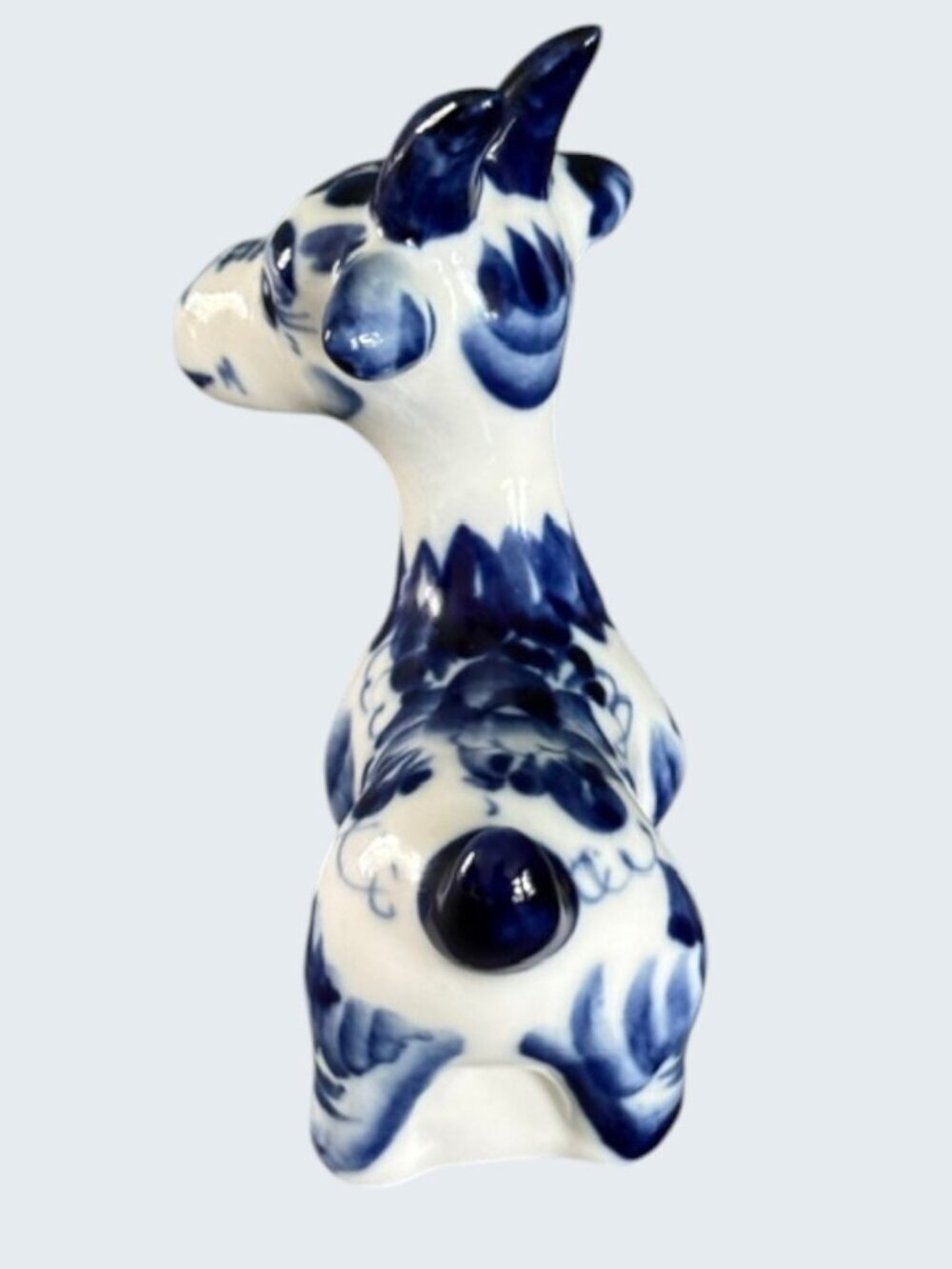 Gzhel Porcelain Goat Figurine Hand Painted Cobalt Blue White Made in Russia - Picture 5 of 6